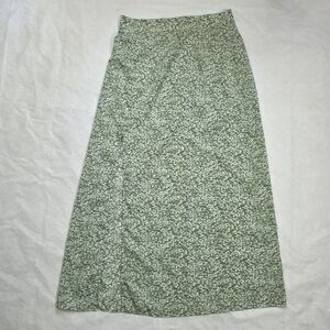 Green Floral Midi Skirt Women’s Size Medium Feminine A-Line Boho Cottagecore